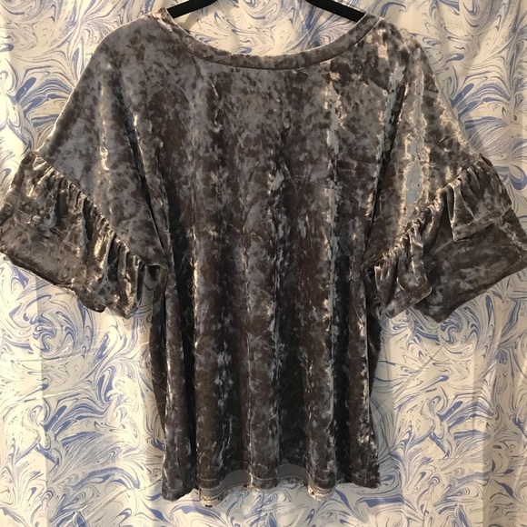 Grey Crushed Velvet Top - Picture 4 of 5